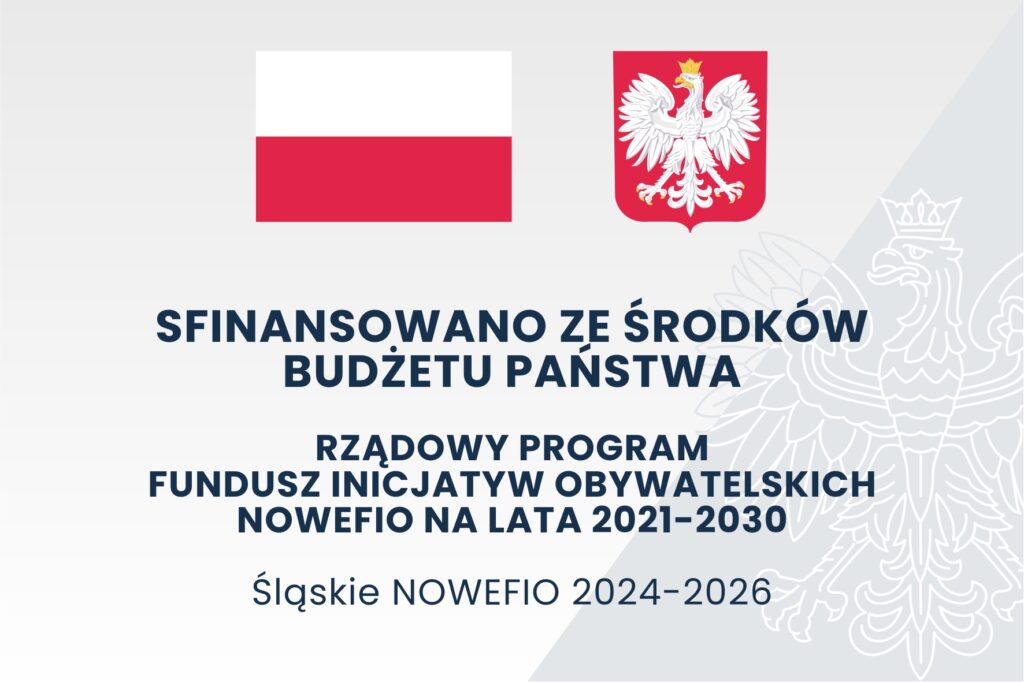 obrazek z informacją o sfinansowaniu projektu z budżetu Państwa, flagą i godłem Polski
