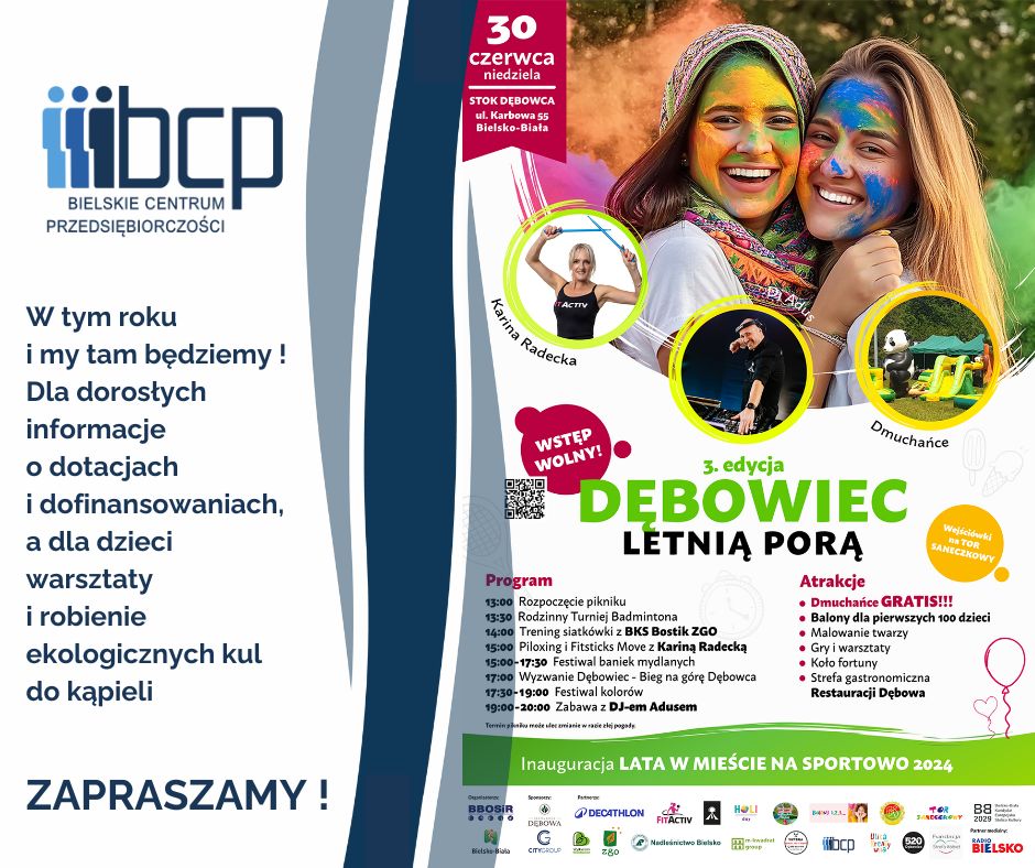 plakat 3.edycja Dębowiec Letnią porą z programem. BBOSiR