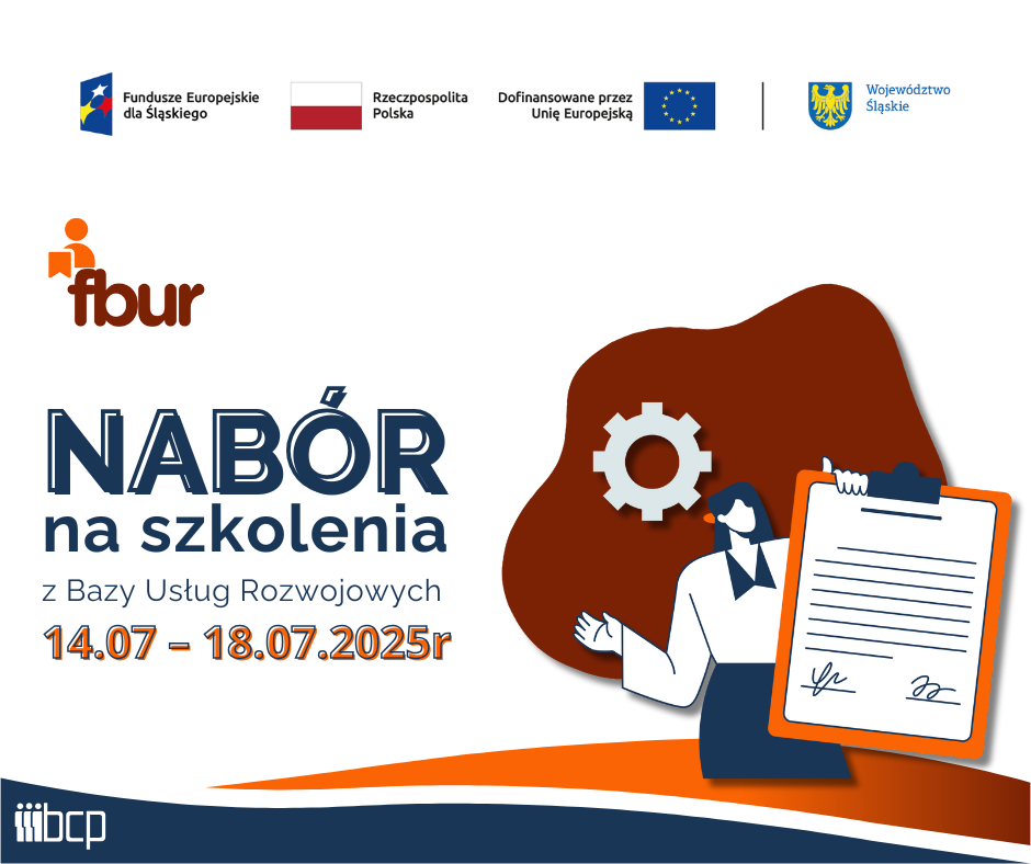 obrazek informujący o zmianie terminu dyżurów pracowników ZBUR i FBUR w Czechowicach-Dziedzicach wraz z zestawem wymaganych logotypów: Fundusze Europejskie dla Śląskiego, Flaga Polski, Unia Europejska, herb Województwa Śląskiego
