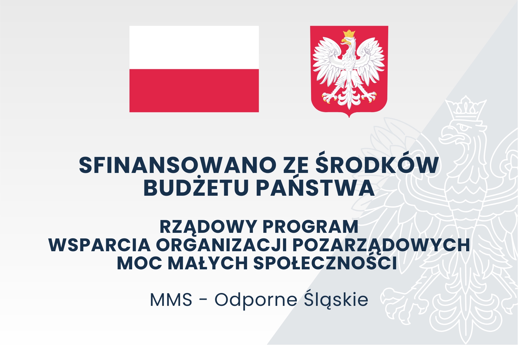 obrazek z informacją o sfinansowaniu projektu z budżetu Państwa, godłem i flagą Polski