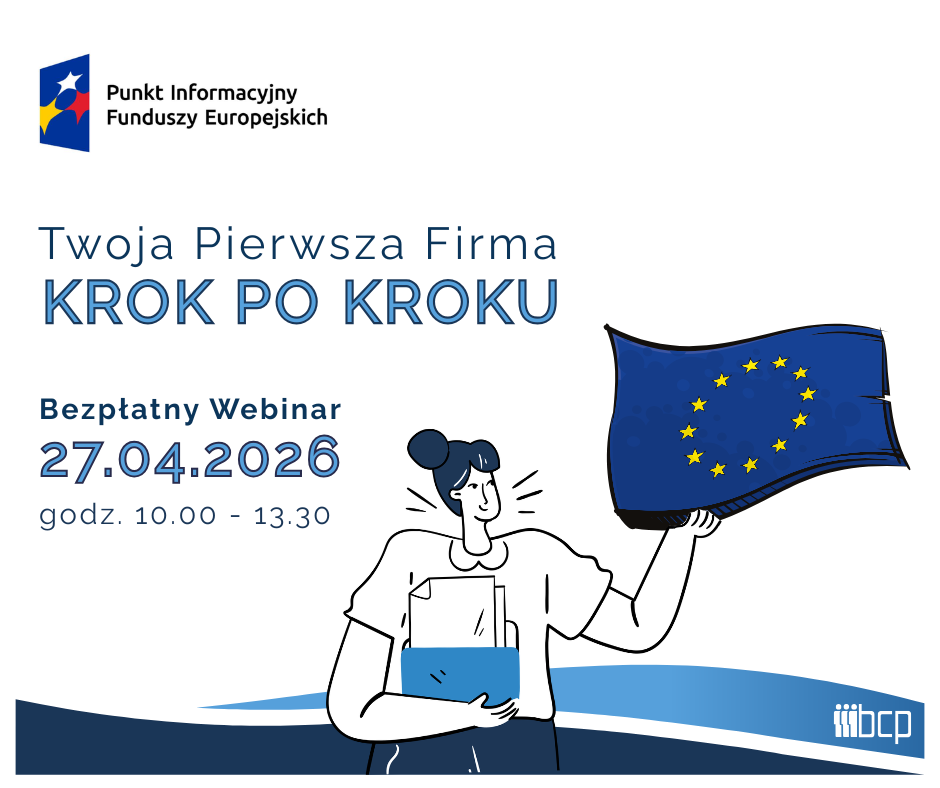 Obrazek zapraszający na szkolenie w formie webinarium organizowane przez Główny Punkt Informacyjny Funduszy Europejskich